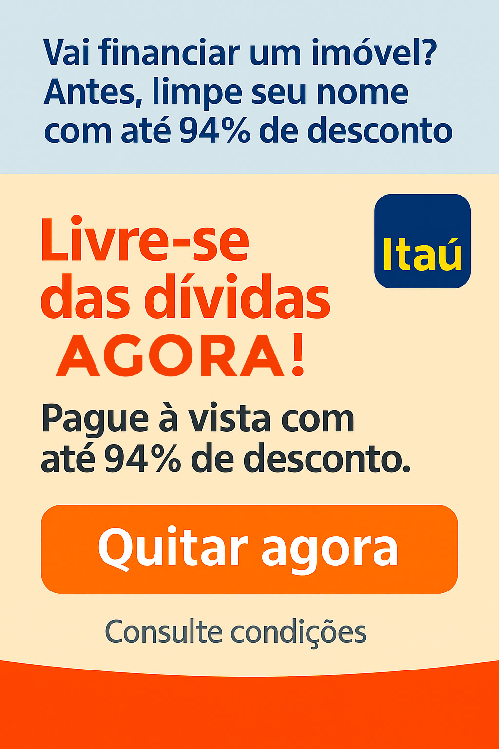 Livre-se das dívidas agora! Renegocie cartões, empréstimos e limite com até 94% de desconto.